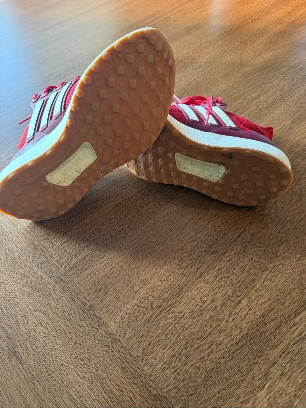adidas Kids Pink Knit Sneakers with White Stripes